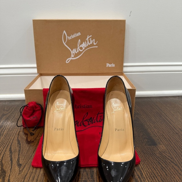 New Christian Louboutin So Kate 120mm Black Patent Leather Size EU 38 US 7.5 - Picture 11 of 17